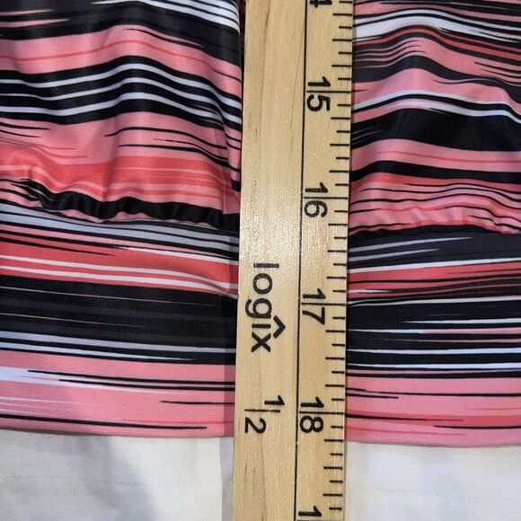Yonique Women Swim Top Bathing Tankini Pink Black Stripes Racerback L Padded NWT - Picture 10 of 14
